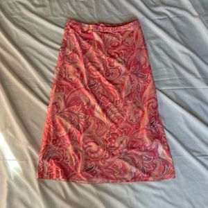 Jacquard print pink midi skirt